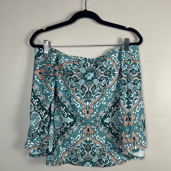 Jantzen Surplice Maillot One-Piece Swimsuit Blue Medallion and Skirt Size 24W - Picture 11 of 16